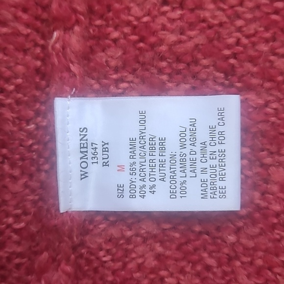 Woolrich Sweater Women's sz Medium Red 1/4 Zip Pullover Sweater - Picture 7 of 9